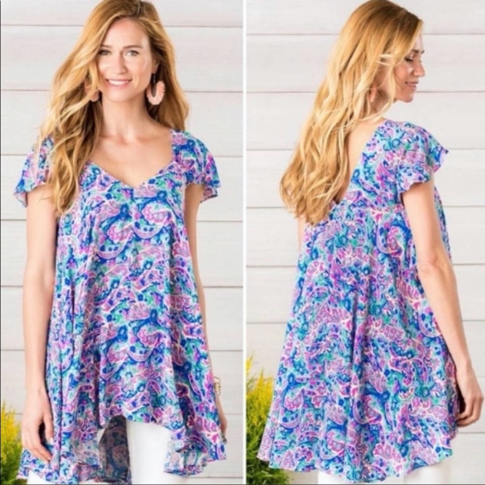 MATILDA JANE In The Maze Paisley Tunic Swing Blouse Floral Size Extra Small